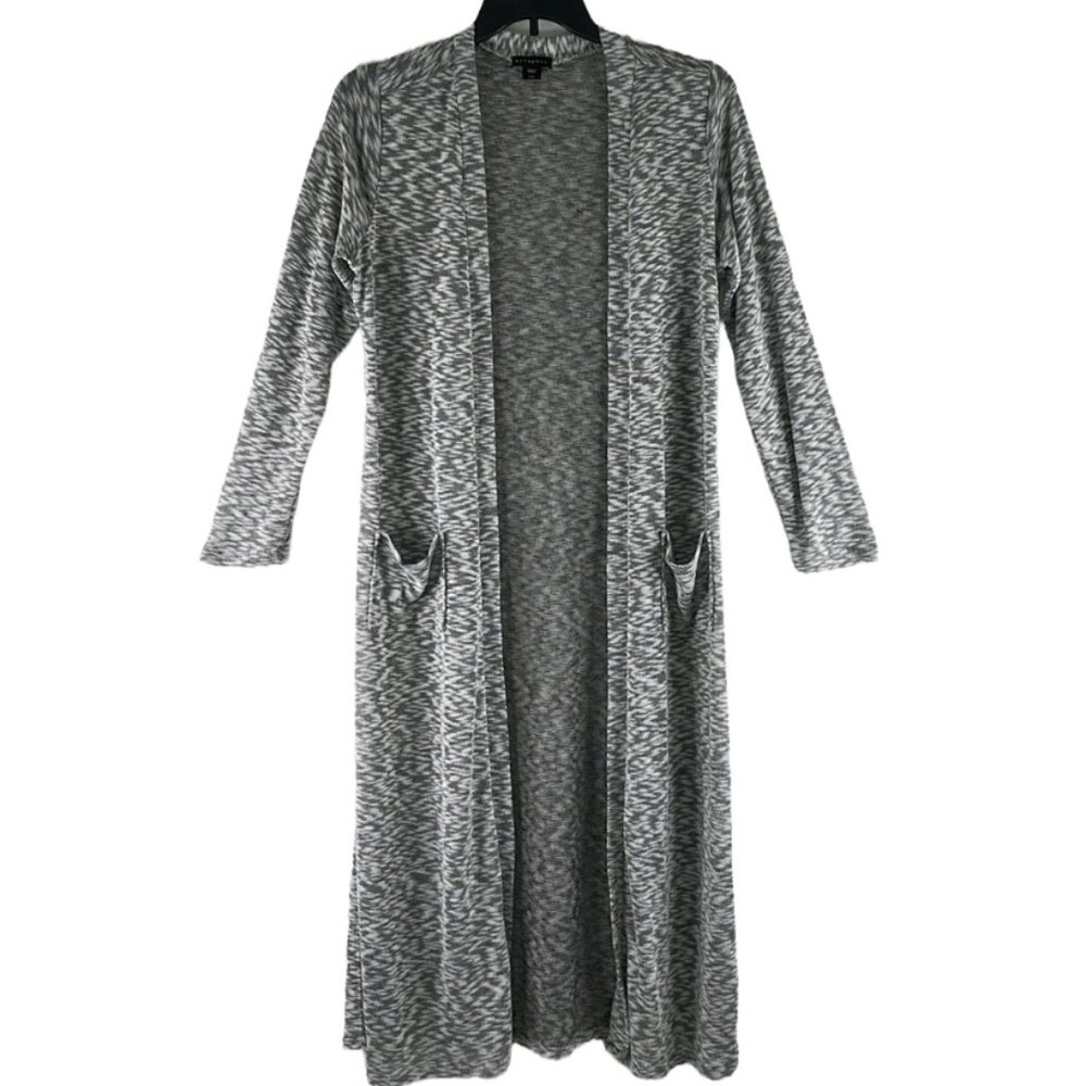 Metaphor Heather Gray | White Open Front Duster Size: L/XL